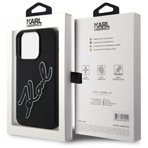 Θήκη για Apple iPhone 15 Pro, Karl Lagerfeld, 3D Rubber Signature, Μαύρη