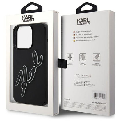 Θήκη για Apple iPhone 15 Pro, Karl Lagerfeld, 3D Rubber Signature, Μαύρη