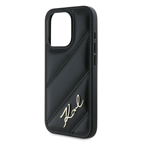 Θήκη για Apple iPhone 15 Pro, Karl Lagerfeld, Diagonal Quilted Script, Μαύρη