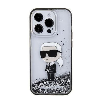 Θήκη για Apple iPhone 15 Pro, Karl Lagerfeld, Liquid Glitter Ikonik Karl, Διάφανη