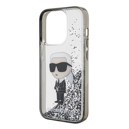 Θήκη για Apple iPhone 15 Pro, Karl Lagerfeld, Liquid Glitter Ikonik Karl, Διάφανη