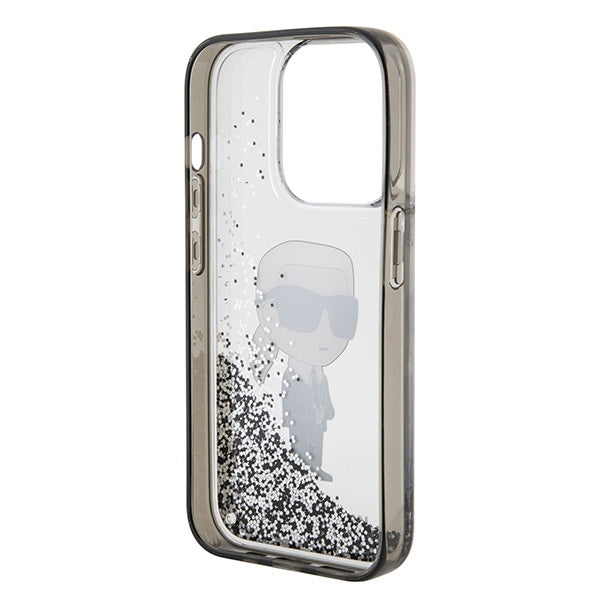 Θήκη για Apple iPhone 15 Pro, Karl Lagerfeld, Liquid Glitter Ikonik Karl, Διάφανη