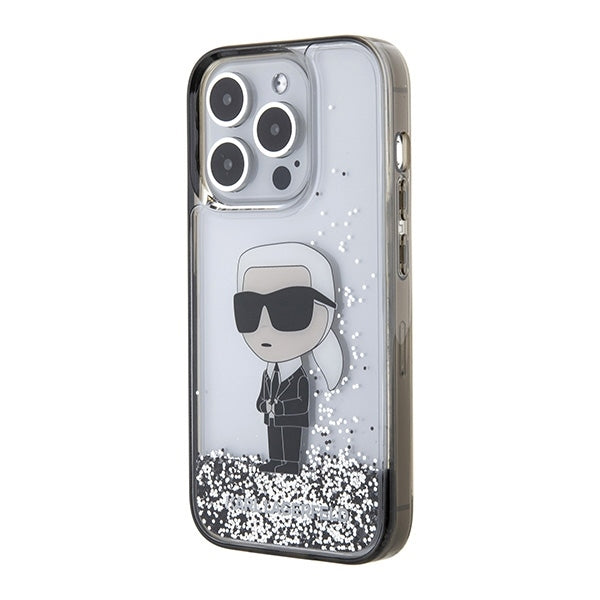 Θήκη για Apple iPhone 15 Pro, Karl Lagerfeld, Liquid Glitter Ikonik Karl, Διάφανη