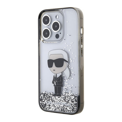 Θήκη για Apple iPhone 15 Pro, Karl Lagerfeld, Liquid Glitter Ikonik Karl, Διάφανη