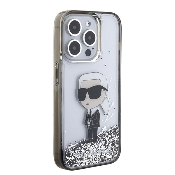 Θήκη για Apple iPhone 15 Pro, Karl Lagerfeld, Liquid Glitter Ikonik Karl, Διάφανη