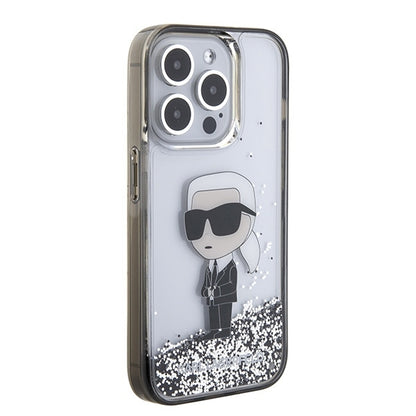 Θήκη για Apple iPhone 15 Pro, Karl Lagerfeld, Liquid Glitter Ikonik Karl, Διάφανη