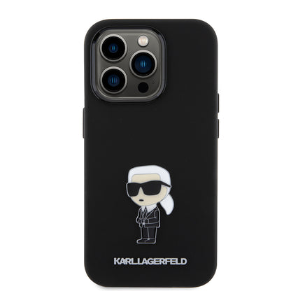 Θήκη για Apple iPhone 15 Pro, Karl Lagerfeld, Silicone Metal Ikonik, Μαύρη