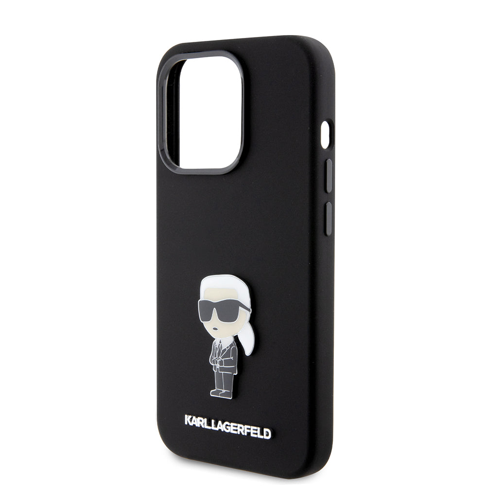 Θήκη για Apple iPhone 15 Pro, Karl Lagerfeld, Silicone Metal Ikonik, Μαύρη