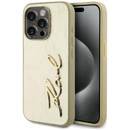 Θήκη για Apple iPhone 15 Pro, Karl Lagerfeld, Metal Signature, Χρυσή
