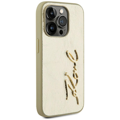 Θήκη για Apple iPhone 15 Pro, Karl Lagerfeld, Metal Signature, Χρυσή