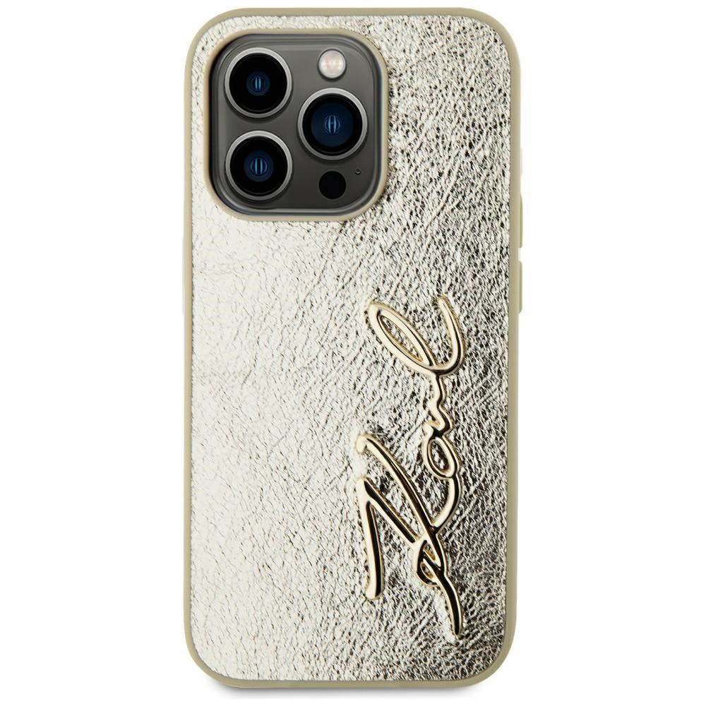 Θήκη για Apple iPhone 15 Pro, Karl Lagerfeld, Metal Signature, Χρυσή