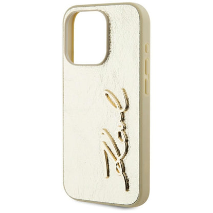 Θήκη για Apple iPhone 15 Pro, Karl Lagerfeld, Metal Signature, Χρυσή