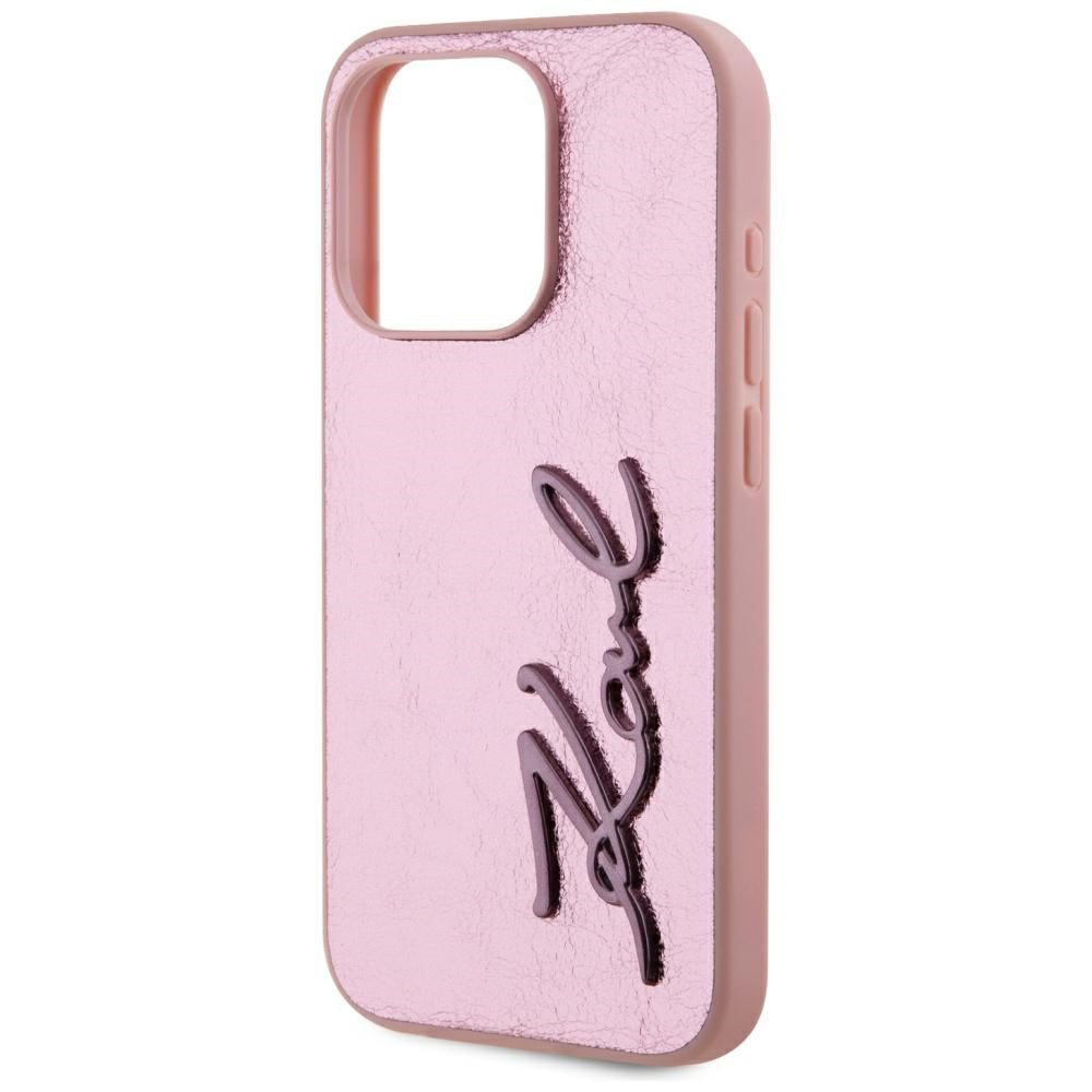 Θήκη για Apple iPhone 15 Pro, Karl Lagerfeld, Metal Signature, Ροζ