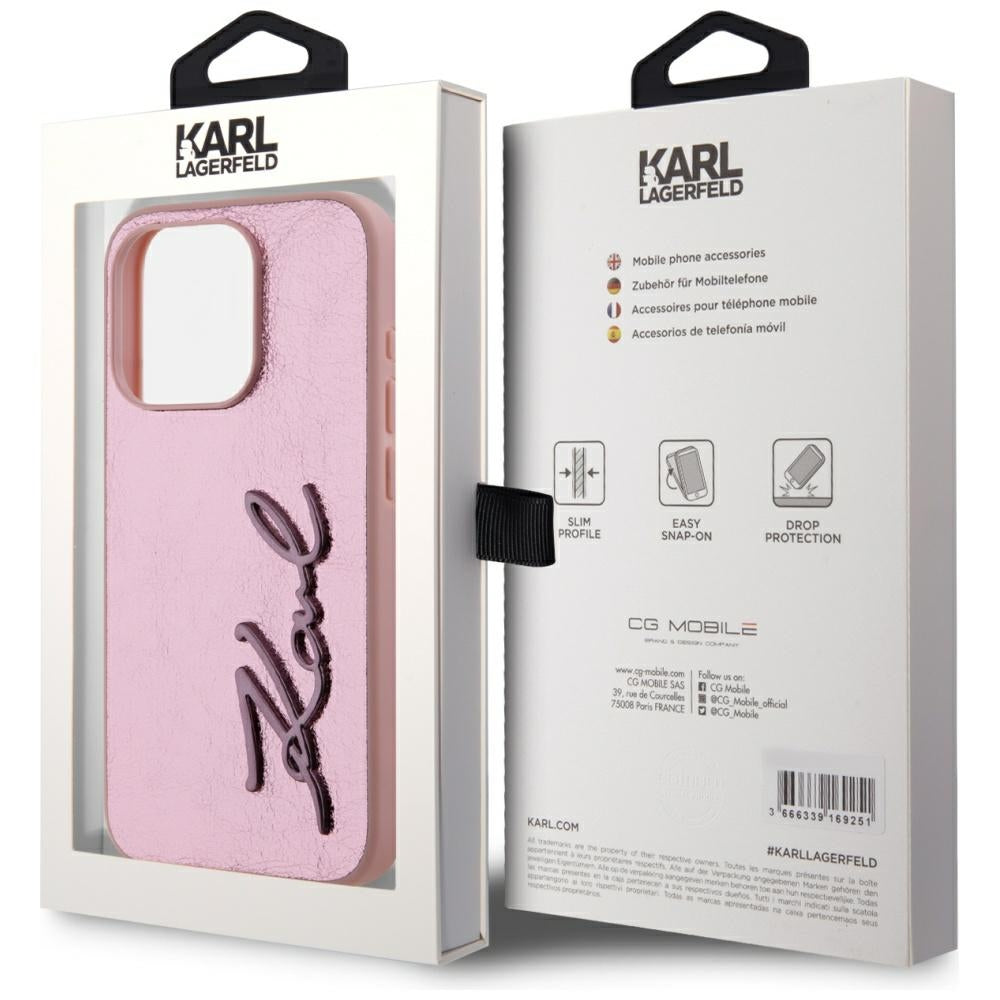 Θήκη για Apple iPhone 15 Pro, Karl Lagerfeld, Metal Signature, Ροζ
