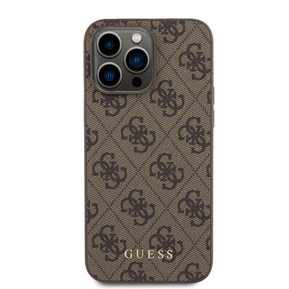 Θήκη για Apple iPhone 15 Pro Max, Guess, 4G Metal Gold Logo, Καφέ