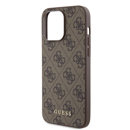 Θήκη για Apple iPhone 15 Pro Max, Guess, 4G Metal Gold Logo, Καφέ