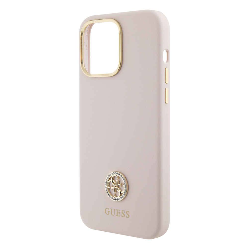 Case for Apple iPhone 15 Pro Max, Guess, 4G Strass Metal Logo, Pink