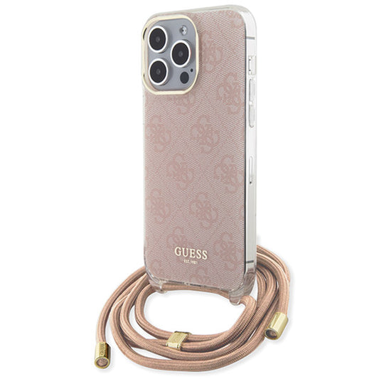 Θήκη για Apple iPhone 15 Pro Max, Guess, Crossbody Cord 4G Print, Ροζ