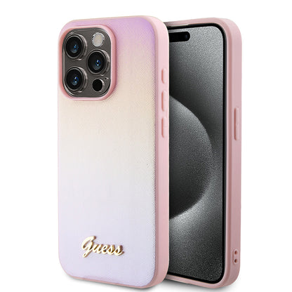 Θήκη για Apple iPhone 15 Pro Max, Guess, Iridescent Metal Script, Ροζ