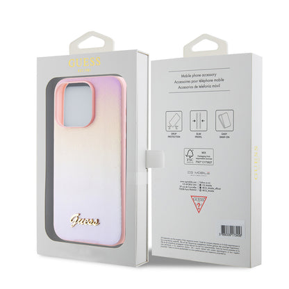 Θήκη για Apple iPhone 15 Pro Max, Guess, Iridescent Metal Script, Ροζ