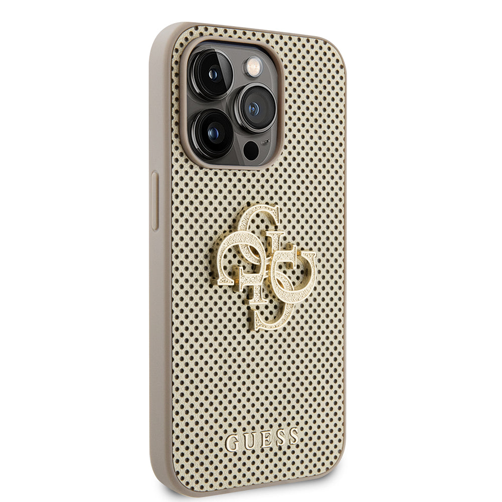 Θήκη για Apple iPhone 15 Pro Max, Guess, Perforated 4G, Χρυσή