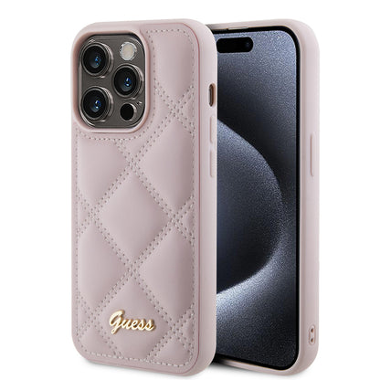 Θήκη για Apple iPhone 15 Pro Max, Guess, Quilted Metal Logo, Ροζ