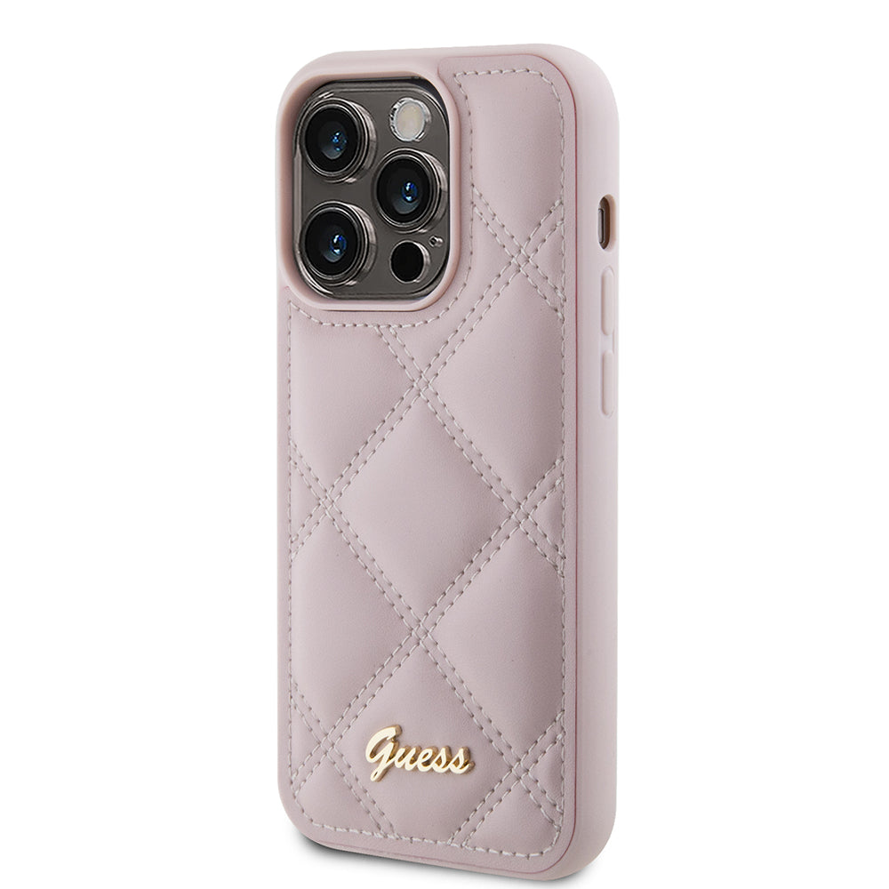 Θήκη για Apple iPhone 15 Pro Max, Guess, Quilted Metal Logo, Ροζ