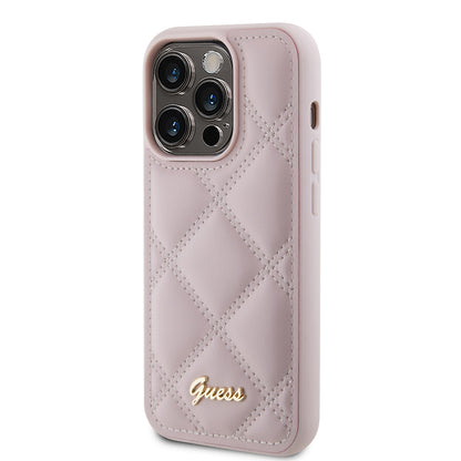 Θήκη για Apple iPhone 15 Pro Max, Guess, Quilted Metal Logo, Ροζ