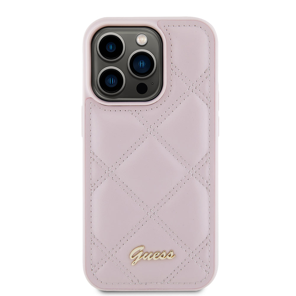 Θήκη για Apple iPhone 15 Pro Max, Guess, Quilted Metal Logo, Ροζ