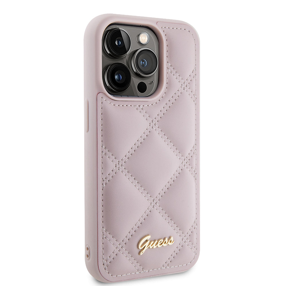 Θήκη για Apple iPhone 15 Pro Max, Guess, Quilted Metal Logo, Ροζ