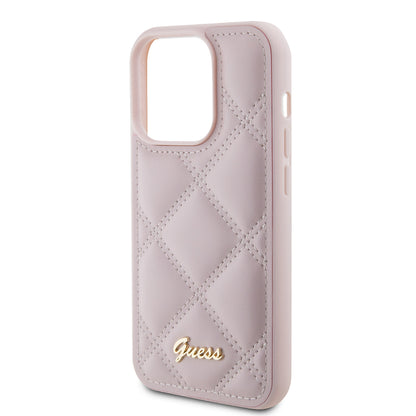 Θήκη για Apple iPhone 15 Pro Max, Guess, Quilted Metal Logo, Ροζ