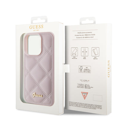 Θήκη για Apple iPhone 15 Pro Max, Guess, Quilted Metal Logo, Ροζ