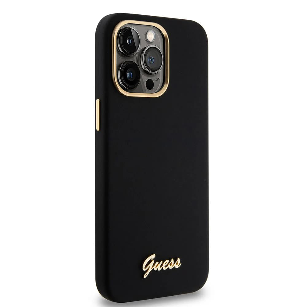 Θήκη για Apple iPhone 15 Pro Max, Guess, Script Metal Logo & Frame, Μαύρη