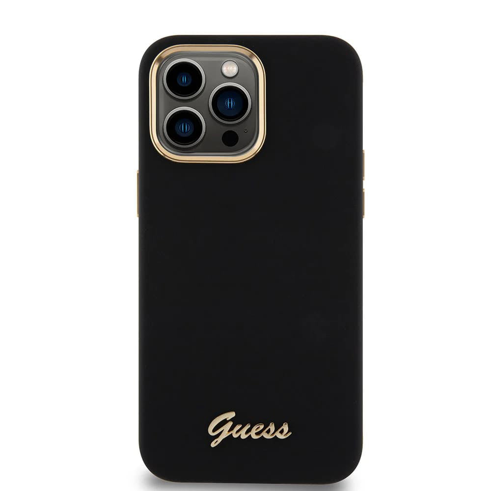 Θήκη για Apple iPhone 15 Pro Max, Guess, Script Metal Logo & Frame, Μαύρη