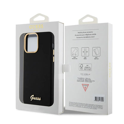 Θήκη για Apple iPhone 15 Pro Max, Guess, Script Metal Logo & Frame, Μαύρη