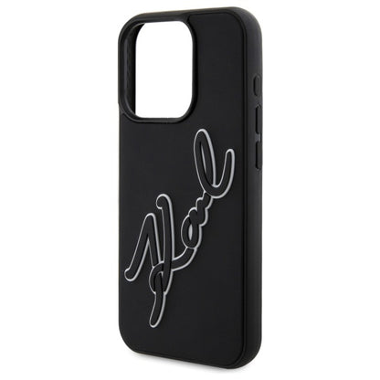 Θήκη για Apple iPhone 15 Pro Max, Karl Lagerfeld, 3D Rubber Signature, Μαύρη