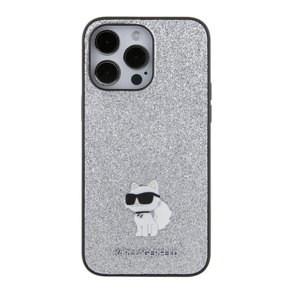 Θήκη για Apple iPhone 15 Pro Max, Karl Lagerfeld, Glitter Fixed Choupette Logo, Ασημί