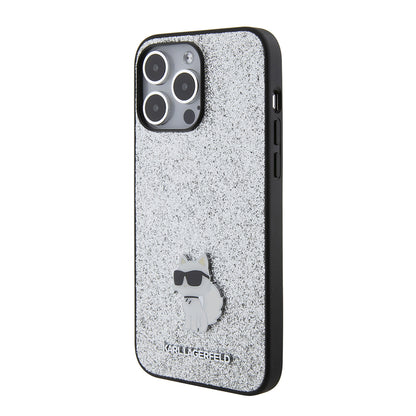 Θήκη για Apple iPhone 15 Pro Max, Karl Lagerfeld, Glitter Fixed Choupette Logo, Ασημί