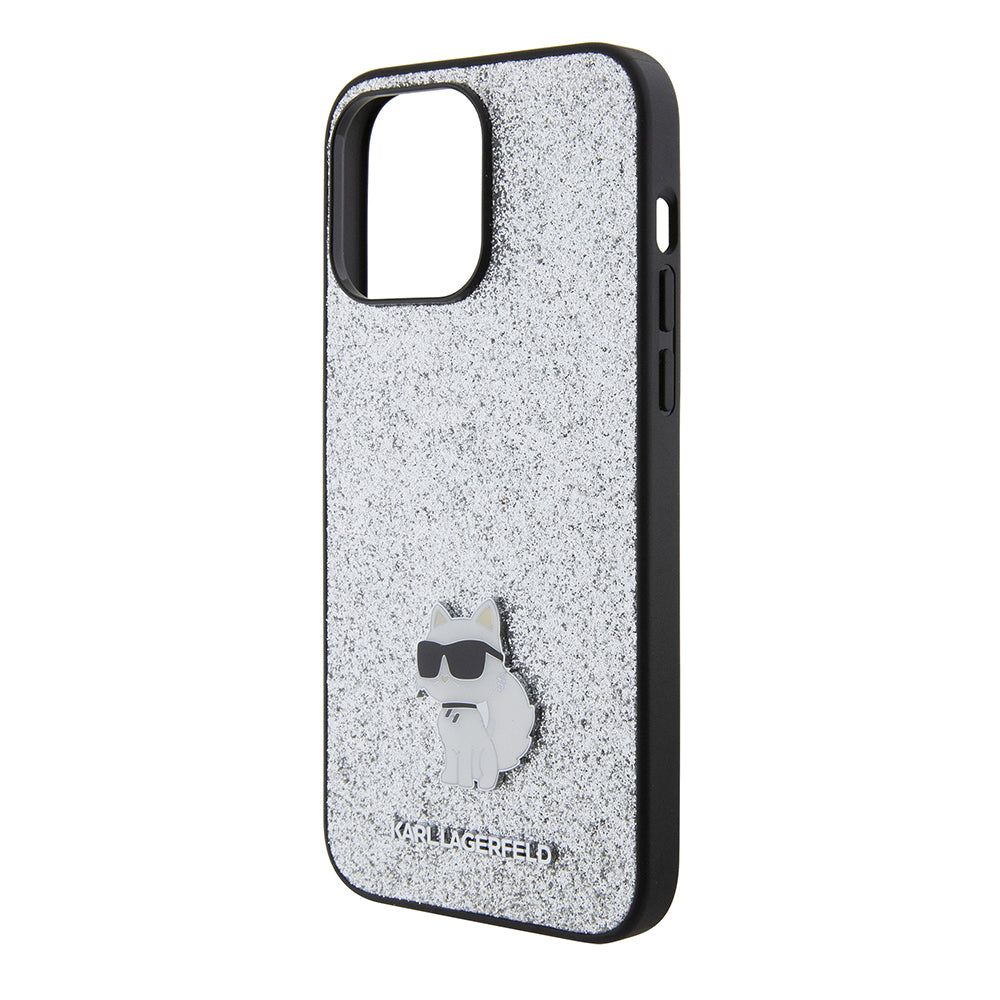 Θήκη για Apple iPhone 15 Pro Max, Karl Lagerfeld, Glitter Fixed Choupette Logo, Ασημί