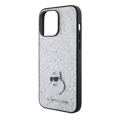 Θήκη για Apple iPhone 15 Pro Max, Karl Lagerfeld, Glitter Fixed Choupette Logo, Ασημί