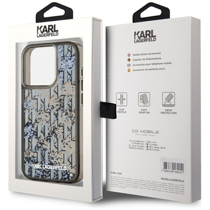 Θήκη για Apple iPhone 15 Pro Max, Karl Lagerfeld, Liquid Glitter Monogram, Μαύρη