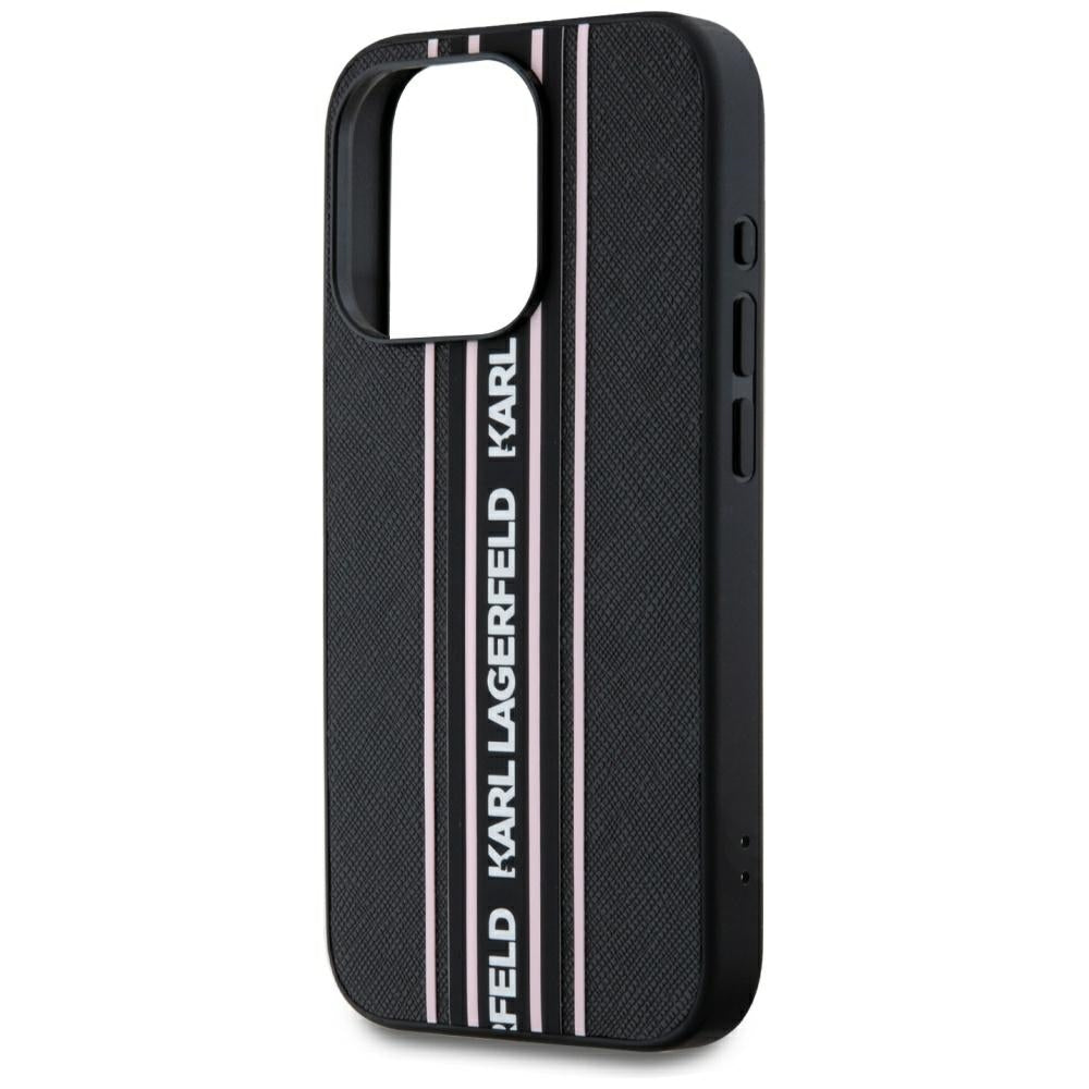 Θήκη για Apple iPhone 15 Pro Max, Karl Lagerfeld, Saffiano Athleisure Stripes with Strap, Ροζ