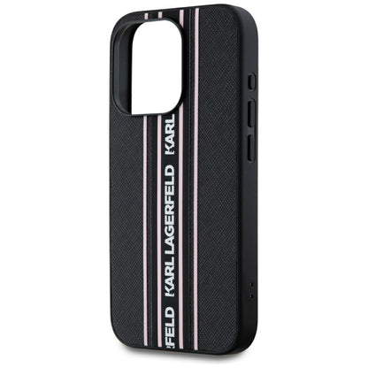 Θήκη για Apple iPhone 15 Pro Max, Karl Lagerfeld, Saffiano Athleisure Stripes with Strap, Ροζ