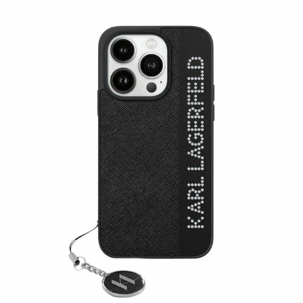 Θήκη για Apple iPhone 15 Pro Max, Karl Lagerfeld, Saffiano Rhinestones & Charm, Μαύρη