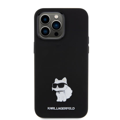 Case for Apple iPhone 15 Pro Max, Karl Lagerfeld, Silicone Choupette Metal, Black