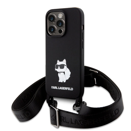 Θήκη για Apple iPhone 15 Pro Max, Karl Lagerfeld, Silicone Crossbody Ikonik Karl, Μαύρη