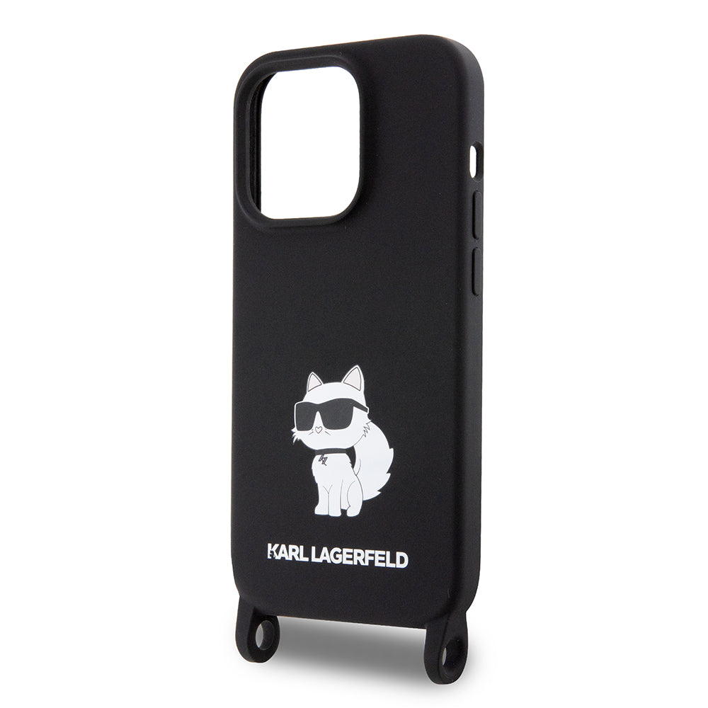 Θήκη για Apple iPhone 15 Pro Max, Karl Lagerfeld, Silicone Crossbody Ikonik Karl, Μαύρη