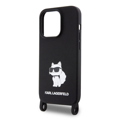 Θήκη για Apple iPhone 15 Pro Max, Karl Lagerfeld, Silicone Crossbody Ikonik Karl, Μαύρη