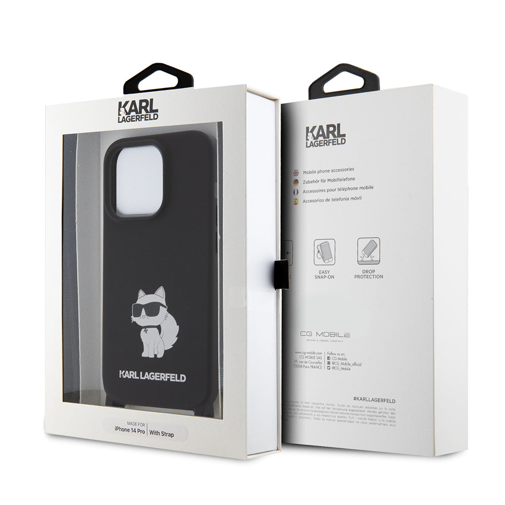 Θήκη για Apple iPhone 15 Pro Max, Karl Lagerfeld, Silicone Crossbody Ikonik Karl, Μαύρη