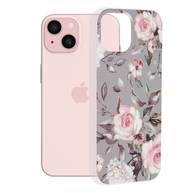 Θήκη για Apple iPhone 15, Techsuit, Marble, Γκρι